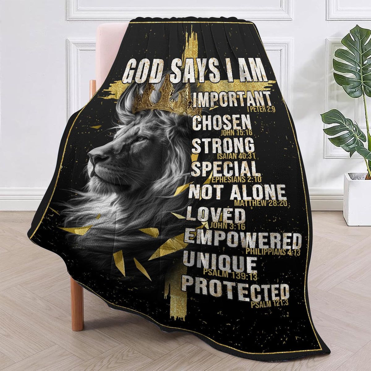 CIUGOIG Christian Gifts for Men, God Says i Am Lion Blanket 50"x60", Inspirational Religious Birthday Gifts for Lion and Cross Blanket, Christian Faith Jesus God Prayer Bible Verse Gift for Christmas