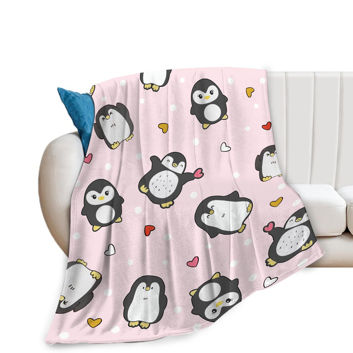 Penguin Blanket Penguins Throw Blanket Soft Warm Cozy Fuzzy Plush Penguin Throw Blanket Gifts for Girls Women Penguins Lightweight Fleece Flannel Gift Blankets for Kids Adults 40"X50"