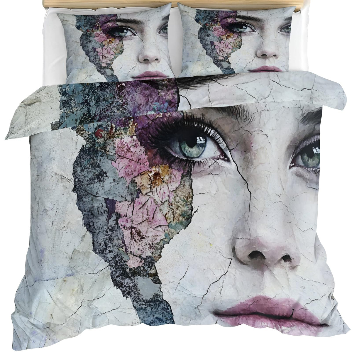 PAISUOQ Woman Duvet Cover Queen, Floral Woman Bedding Sets, Fashion Girl Comforter Cover with 2 Pillowcases, 3 Pieces with Zipper & Ties, Dorm Decor & Gifts
