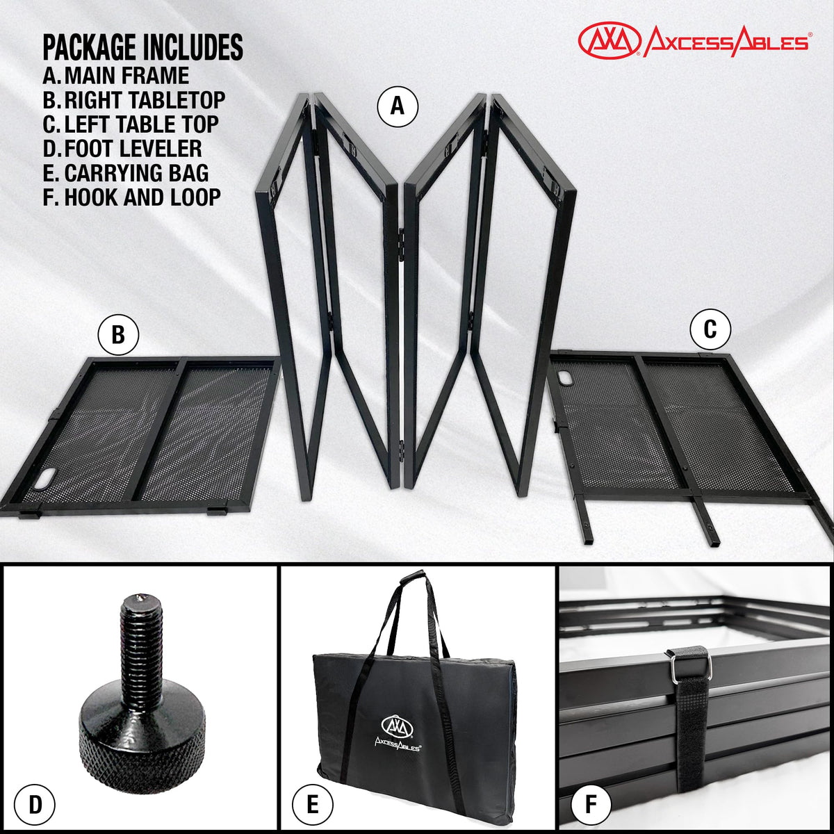 AxcessAbles Portable DJ Table XL – 54” x 27” Music Workstation | 35” Standing Height, 400lb Capacity | Collapsible FOH Sound Desk for DJs, Mixing Consoles, Guitar Techs| Recording Desk | DJ Booth
