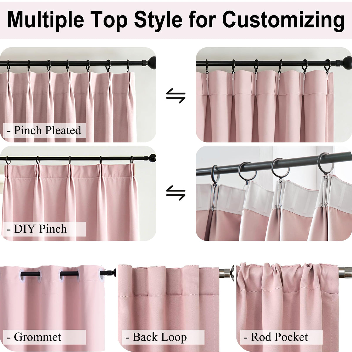 Ftinala Custom Double Layer Polyester Blackout Curtains, Grommet, Modern Light Blocking Curtains & Drapes for Bedroom
