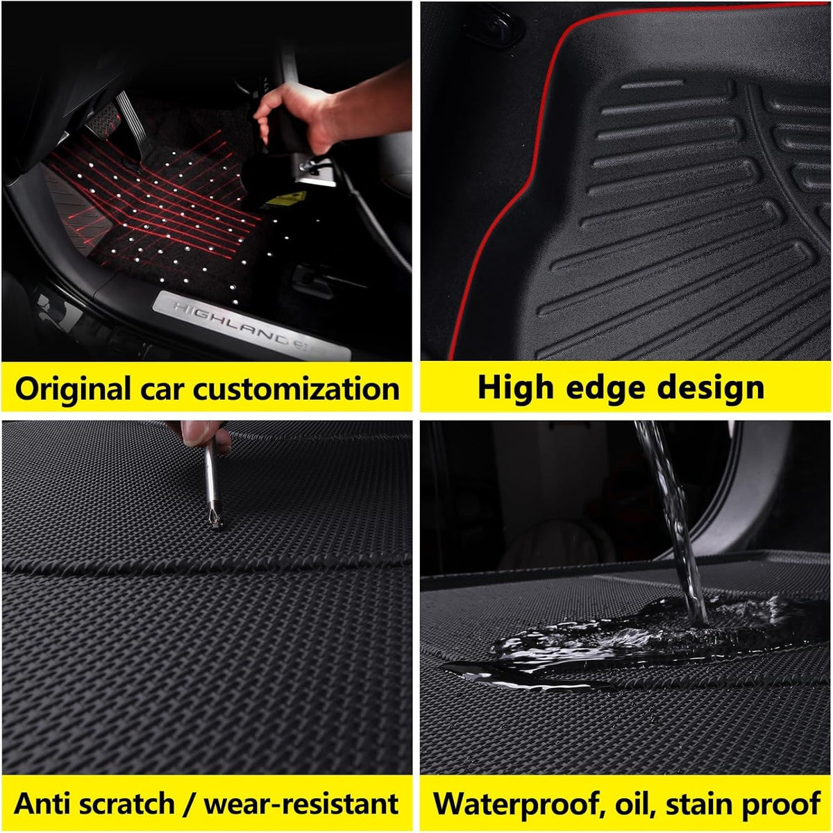 LJWAITO for 2018-2024 Ford Expedition MAX 8 Seats (2nd Row Bench Seat) Floor Mats with Cargo Liners & Backrest Mat,TPE All Weather Protection Full Set Automotive Accessories