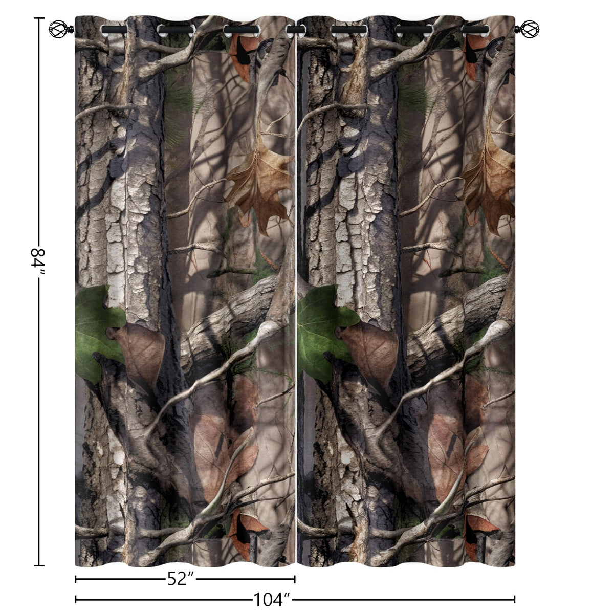 Sanzugh Camo Hunting Blackout Curtains 84 Inch Long 2 Panels Set, Rustic Cabin Camouflage Black Out Patterned Printed Window Curtain for Mens Boys Bedroom Living Room, Grommet Window Drapes