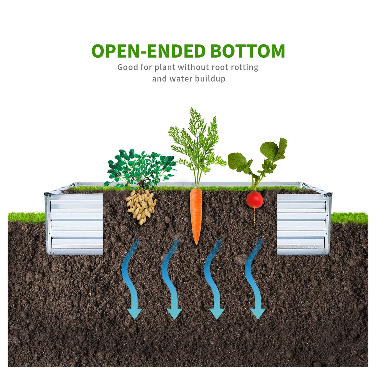 Veezyo Galvanized Raised Garden Bed Kit - Metal Raised Planter 2pcs/Pack 6'x3'x1' for Flowers Plants, Vegetables Herb