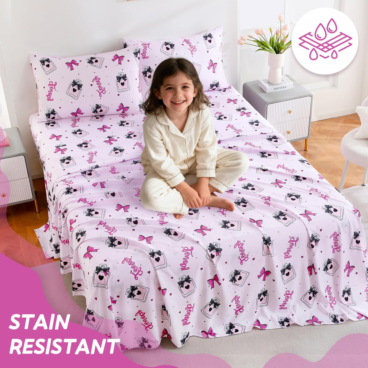 ChicView Twin Sheet Set Kids,3 Pieces Breathable Soft Microfiber Bedsheets for Child Boys Girls, Anti Pilling Deep Pockets Easy Care Bed Sheets, Perfume
