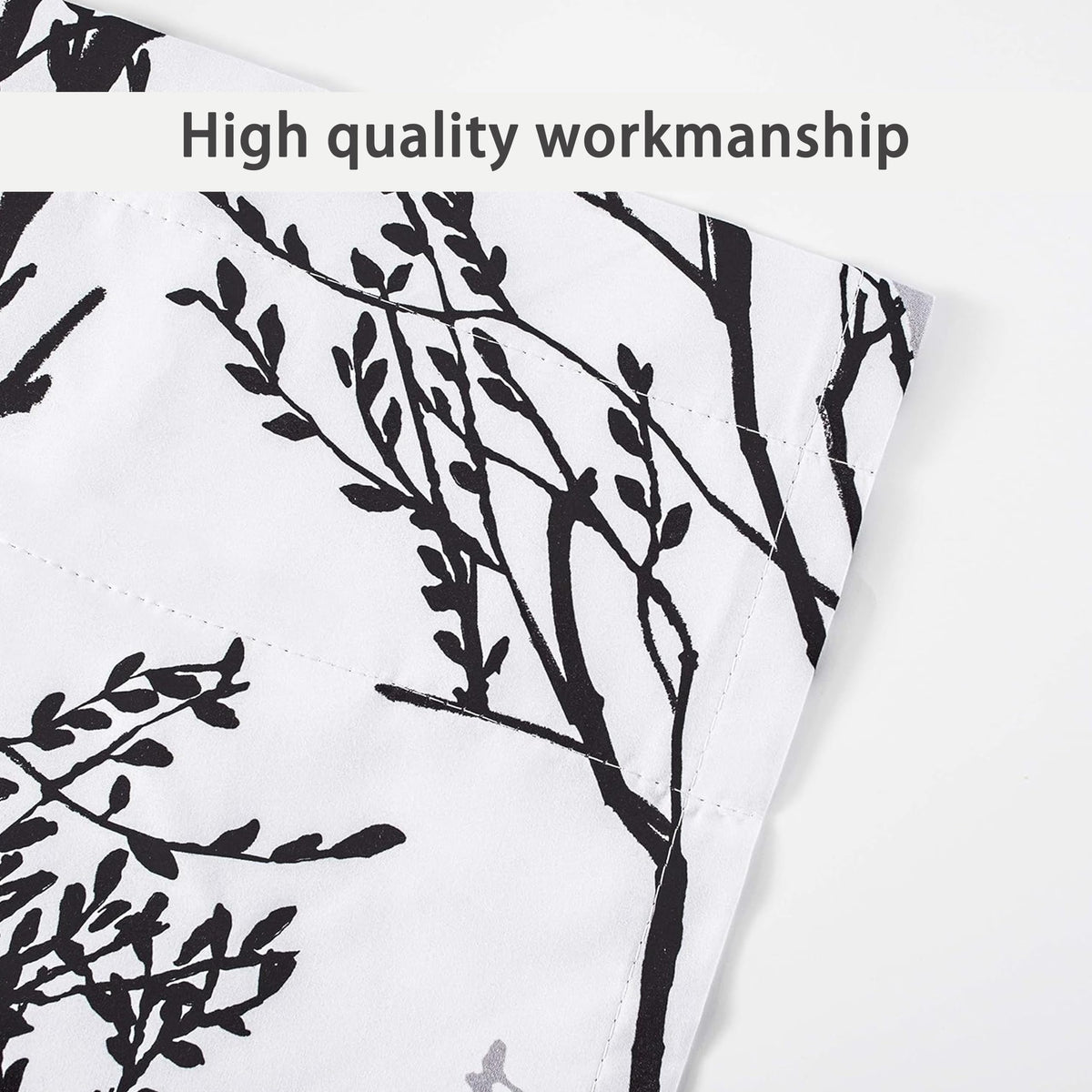 DriftAway Tree Branch Lined Valance Double Layer Blackout Thermal Insulated Abstract Ink Printing Window Curtain Valance Rod Pocket 52 Inch by 14 Inch Plus 2 Inch Header Black White 1 Pack