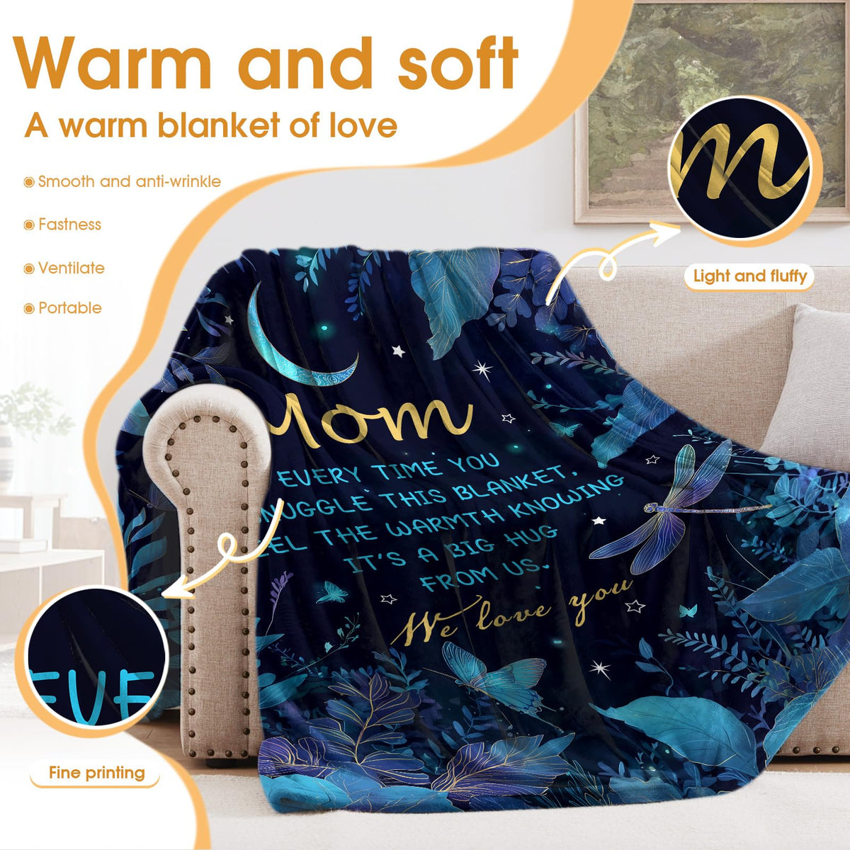 Hohoto Gifts for Mom,Throw Blanket for Mama Women from Daughter Son,Birthday Valentines Mothers Day Thanksgivings Decorations for Mommy Mom 50"x60"