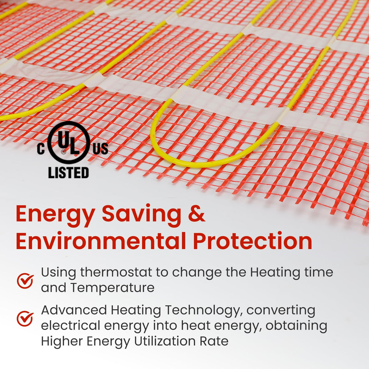 25 sqft HEATIT Warmmat Electric Radiant Self-adhesive Floor Heat Heating System & ET-72 Thermostat & Alarm Monitor