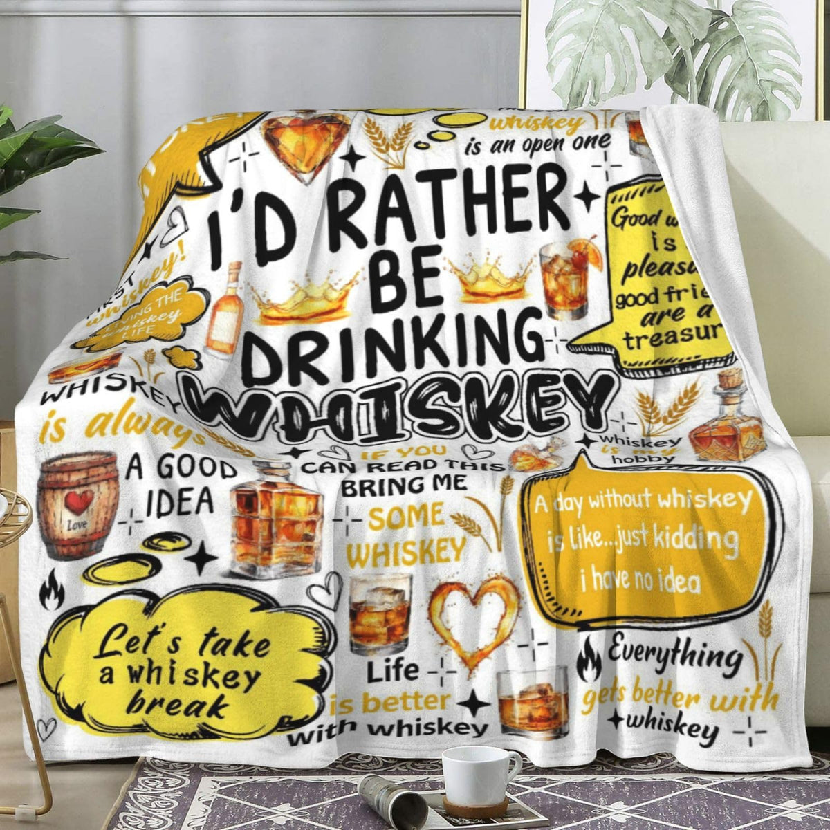 OLCT Whiskey Blanket Gifts for Men Women Dad,Whisky Stuff Unique Decor Throw Blanket,Drinkers Birthday Gifts for Whiskey Lovers Man Her 50"x40"