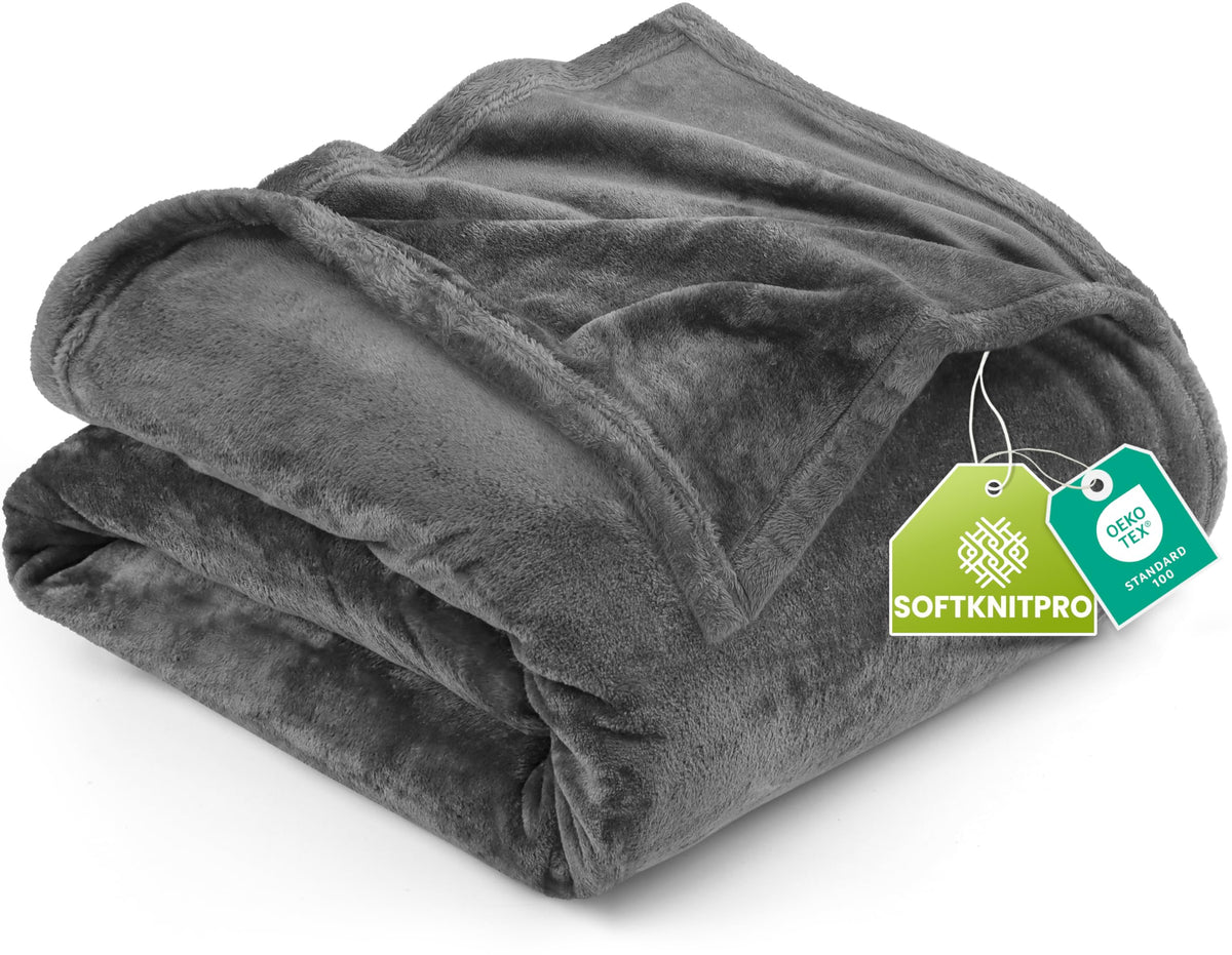 Utopia Bedding Fleece Blanket Queen Size Grey (90x90 Inches) Ultra Soft Warm Lightweight Microfiber Breathable Anti-Static Cozy Bed Blanket for Fathers Day, All-Season Home Decor Gift for Husband, Men