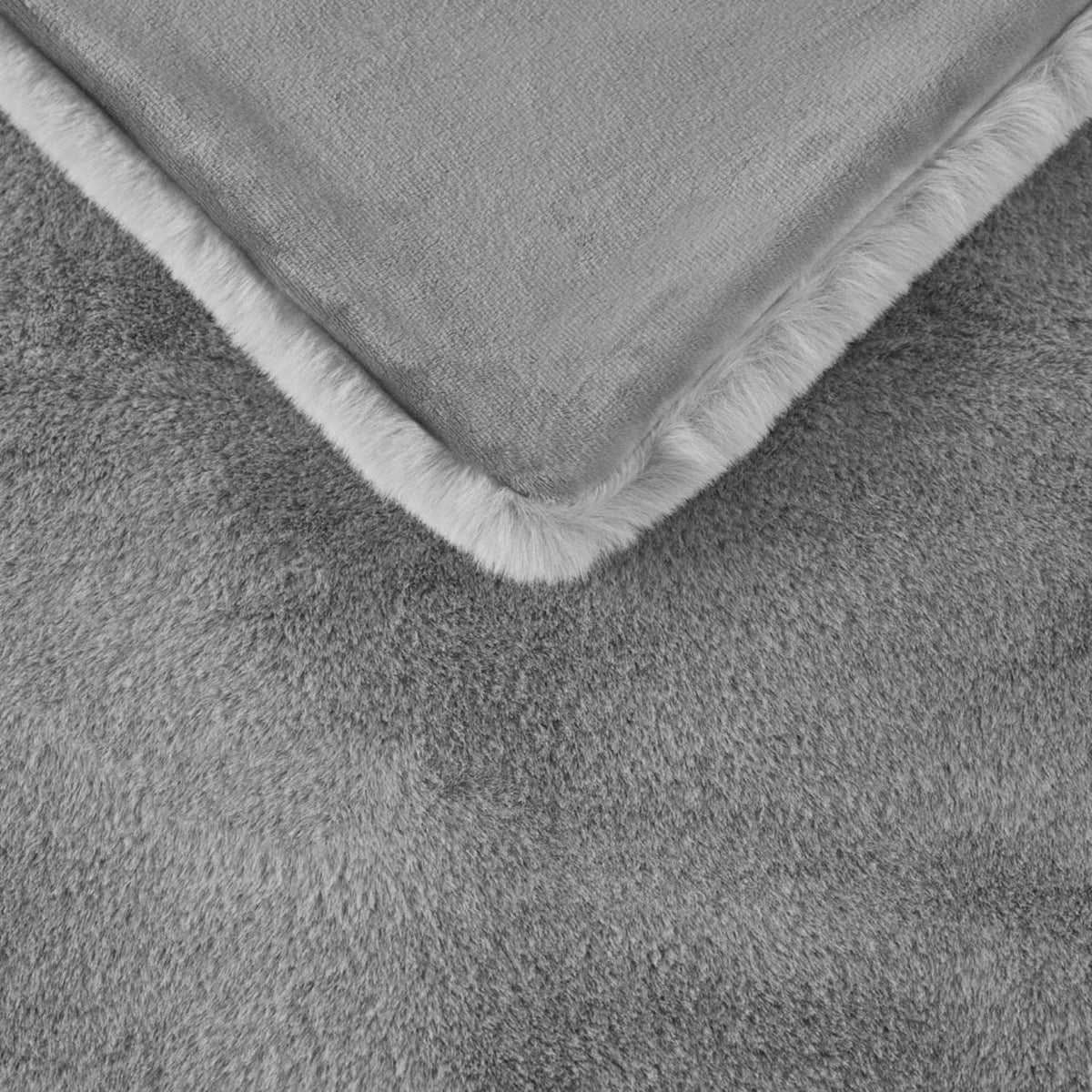 Madison Park Reversible Faux Fur Throw Blanket for Winter, Premium Warm Fuzzy Cover, Luxuriously Soft Velvet Texture Reverse, Cozy for Lounging on Couch, Sofa Ideal for Home Office, 50x60 Grey