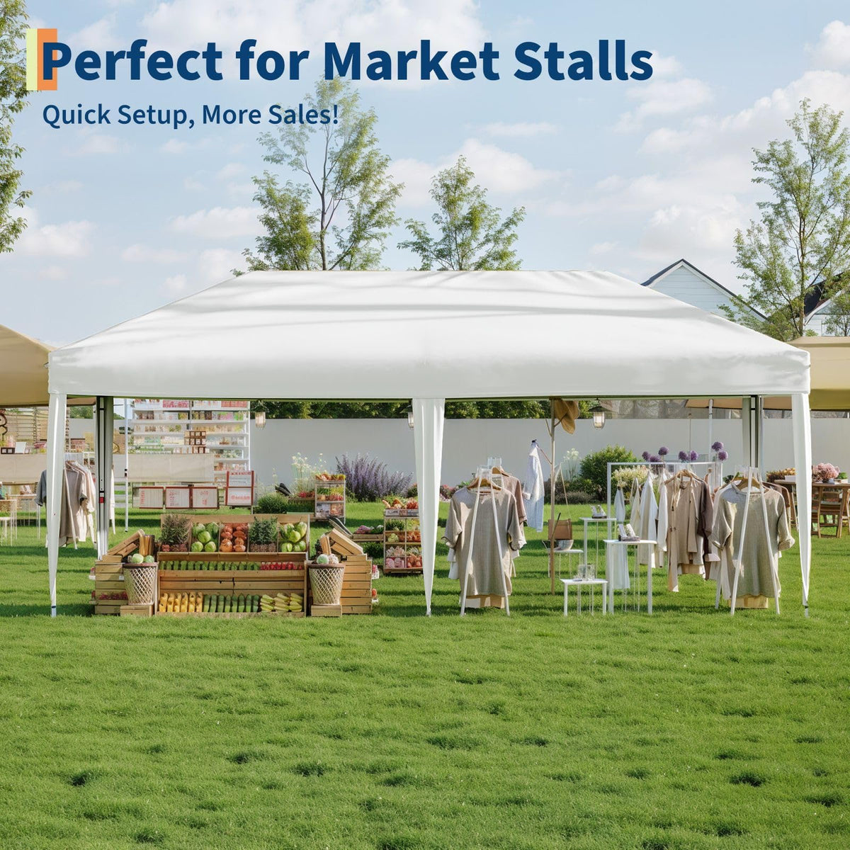 10x20Ft Pop Up Canopy Tent, One Push Setup Instant Beach Tent, Outdoor Canopy with 4 Sidewalls & Roller Bag, Includes Sandbags, Adjustable Height, Waterproof, Sun Shelter for Events, Camping, White
