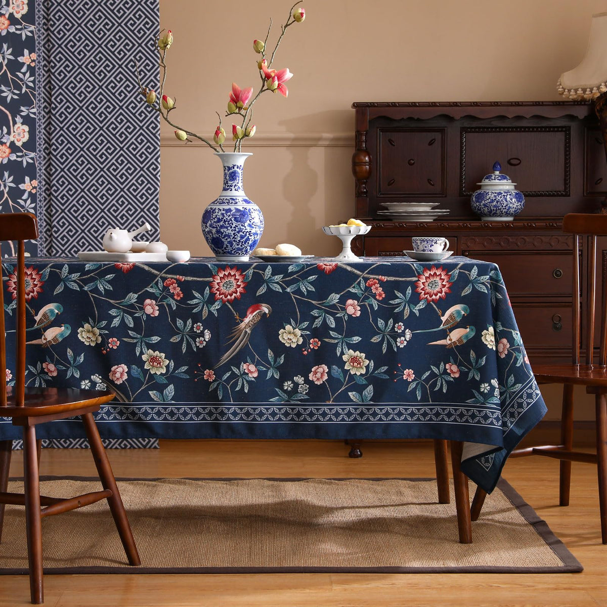 patdrea Elegant Vintage Linen Tablecloth,Rectangular,71"x55"-Lanruoting