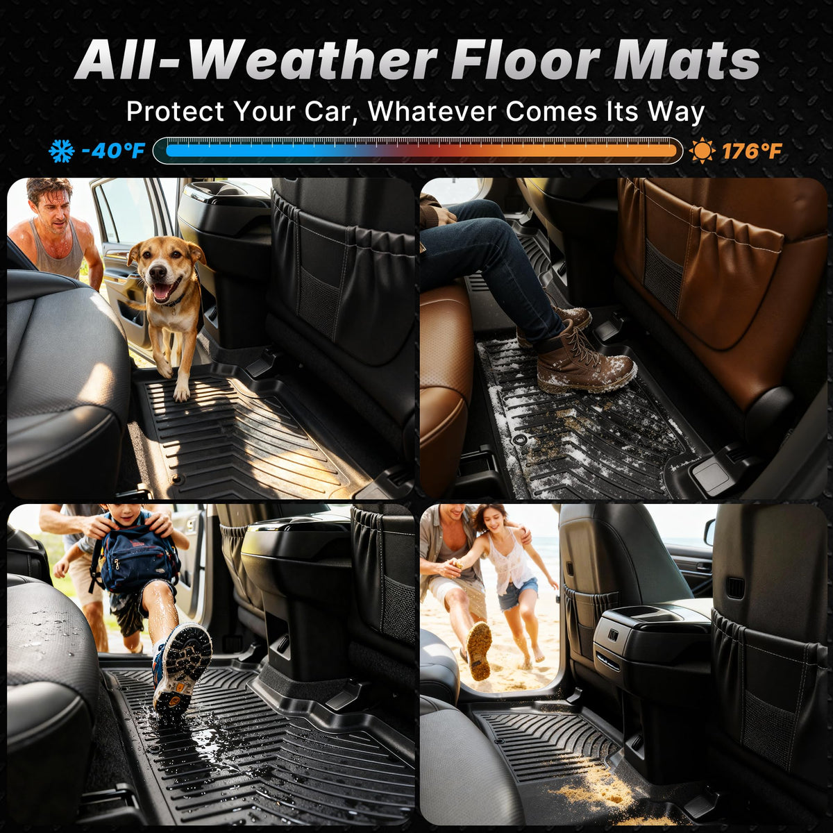 OEDRO Floor Mats Fit for 2015-2026 Ford F150 and 2022-2026 F-150 Lightning SuperCrew Cab, w/o Fold Flat Storage, TPE Precision Fit F150 Accessories Car Mats All-Weather Protection Liner