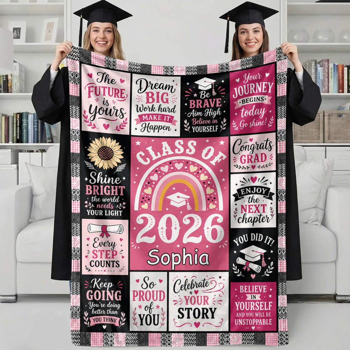 Ipplee Personalized Graduation Blanket 2026 - Custom Name Flannel Throw Blanket Class of 2026, Soft Fleece Grad Gifts for Daughter Son Her Him, College High School Graduation Decorations Keepsake