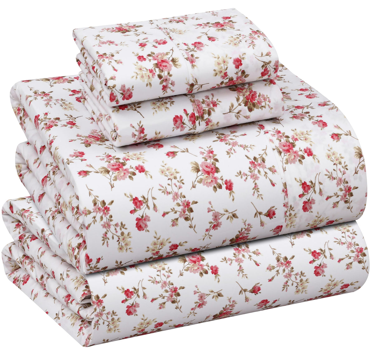 RUVANTI 100% Cotton Percale Sheets Full Size, Bouquet