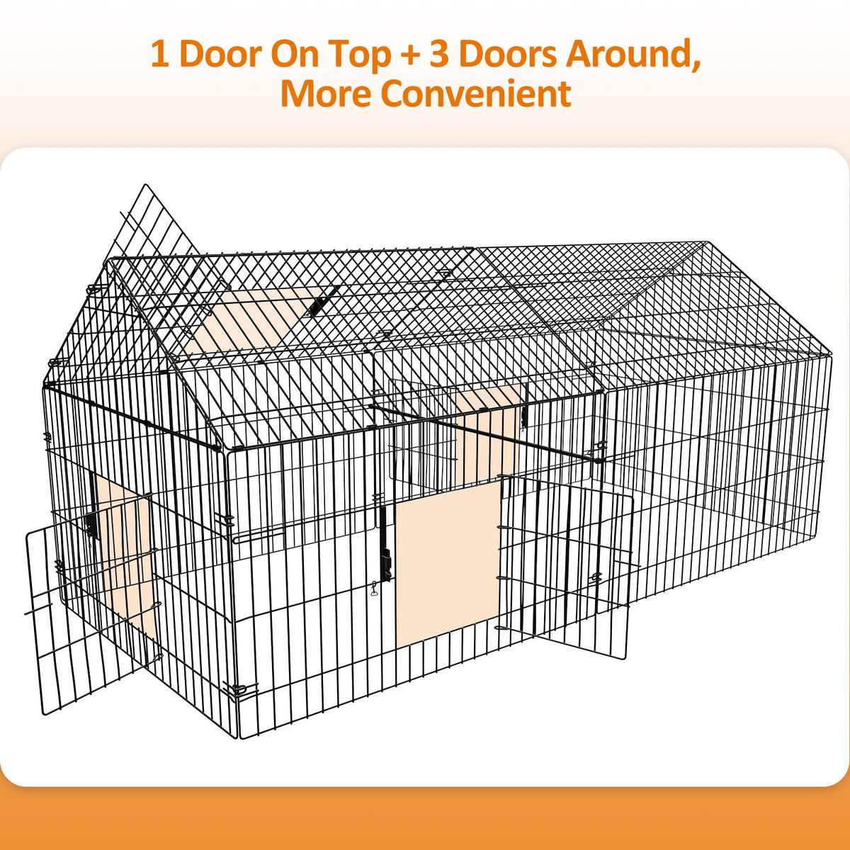 INJOPEXI Metal Chicken Coop 86"×40"×39" Chicken Runs for Yard with Cover Chicken Playpen Enclosure Chicken Pen Kennel Duck CoopCage for Outdoor Backyard Farm Rabbit Small Animal Dog Poultry Cat Hutch