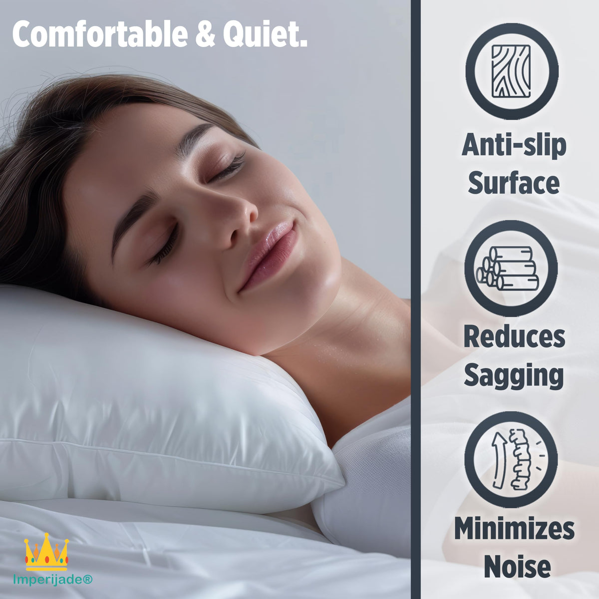 Imperijade 10mm Bunkie Board (60”x76”Queen Size) | Lightweight Design, Low Profile Bed Support, Breathable, Noise Minimizing, Moisture Resistant, Split Fully Assembled | Bed Support