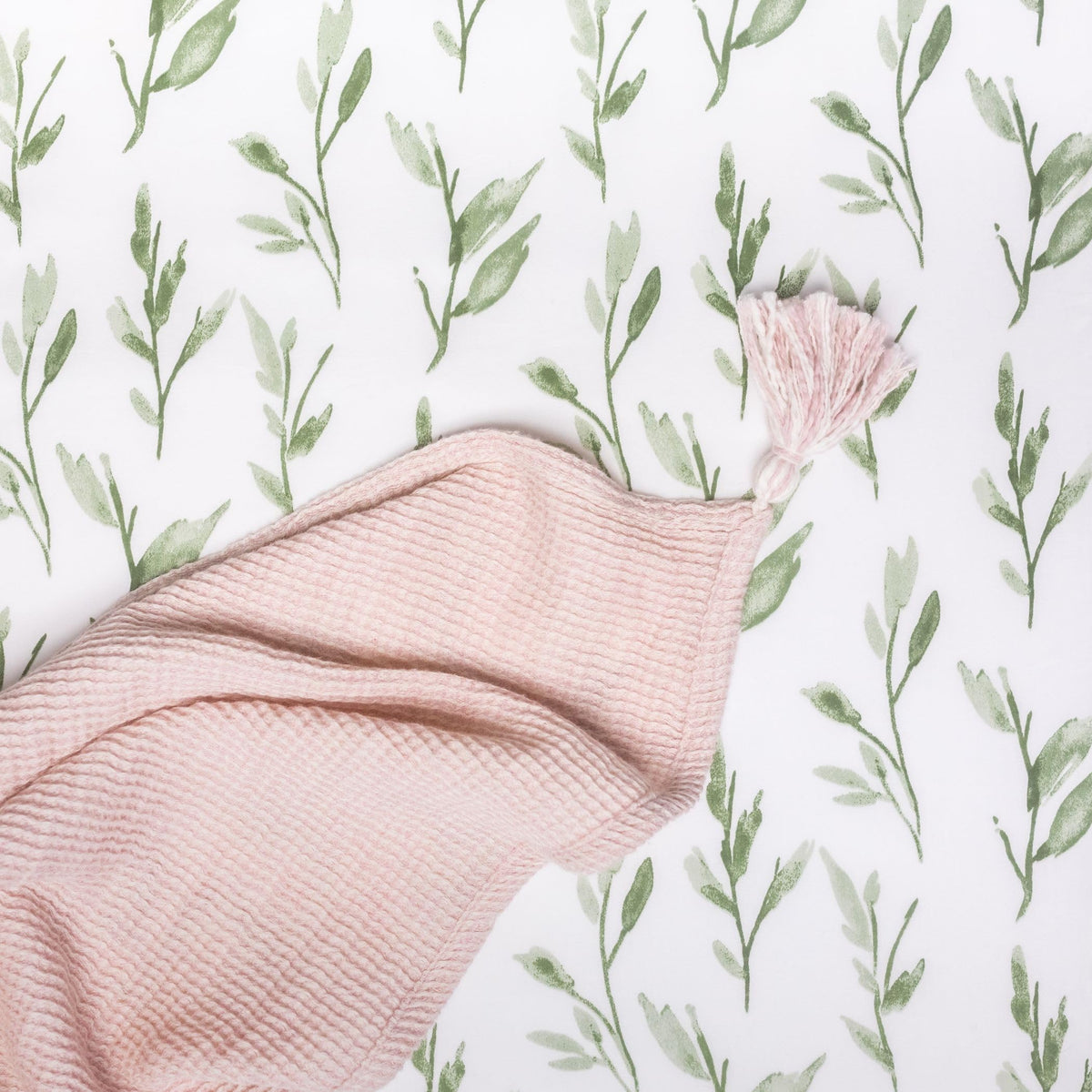 Crane Baby 100% Cotton Sateen Crib Sheet, Fitted for Cribs and Toddler Beds, Baby Crib Sheets, Baby Bedding for Boys and Girls, Green Leaf