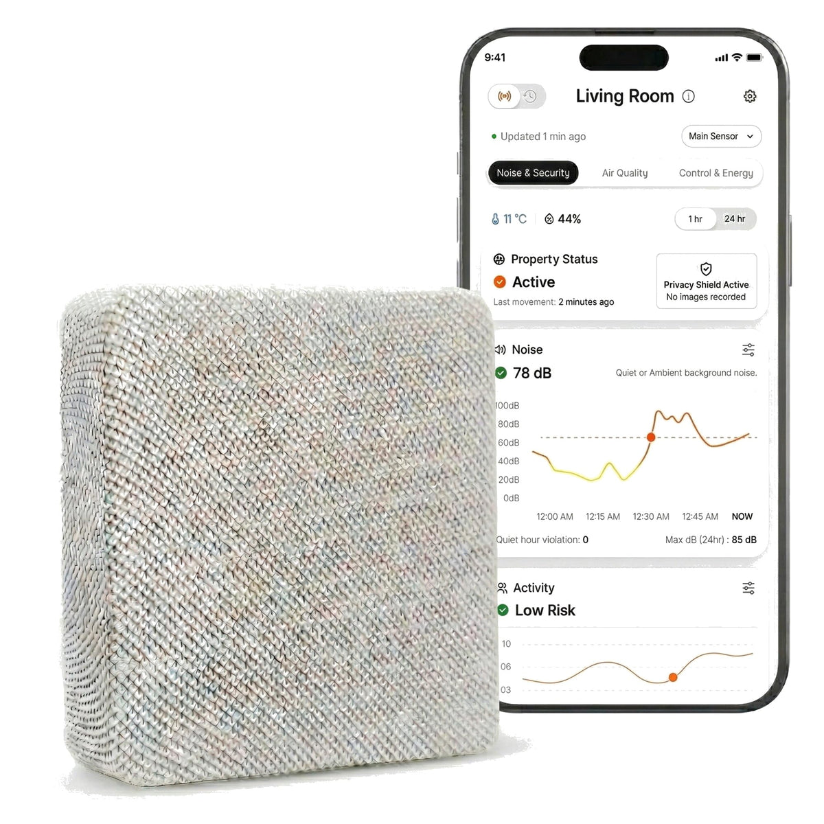 Layla Noise Monitoring Device for Airbnb, Rental, Office & Home | Noise & Occupancy Sensor with Radar-Based Motion Detection | Privacy-Safe Security Monitor | No Subscription