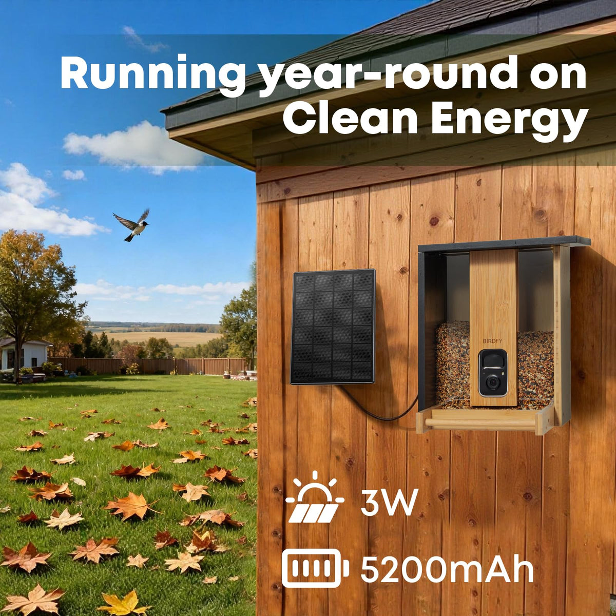 NETVUE by Birdfy Smart Bird Feeder with Camera Solar Powered 2K Live Steam&AI Bird Species Identification&Motion Detection,Birds Watching Wood Feeder for Chistmas Gift for mom,Children and Myself