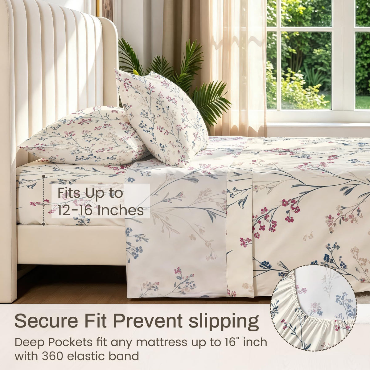 Wildflower Full Bedding Set Minimalist Floral Sheet Sets