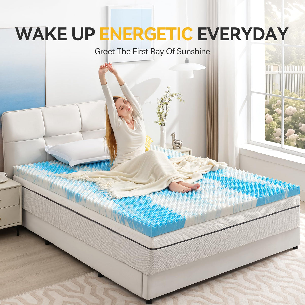 SINWEEK 2 Inch Egg Crate Memory Foam Mattress Topper Twin Size, Soft Mattress Pad for Back Pain Relief, Bed Topper, CertiPUR-US Certified, Blue