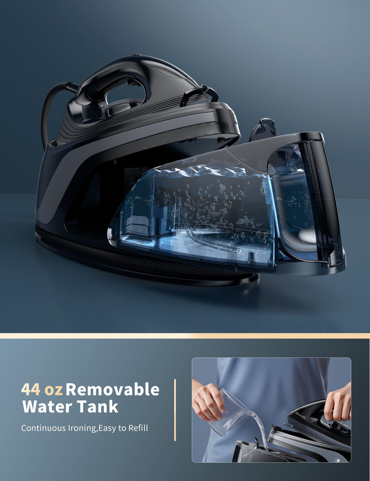 Sundu Mini Travel Steam Iron, 1000W Portable Small Iron with Non-Stick Plate, 300 Steam Holes, 90ml Tank, Safety Base & Digital Temp Control for Quilting Sewing Classic Black