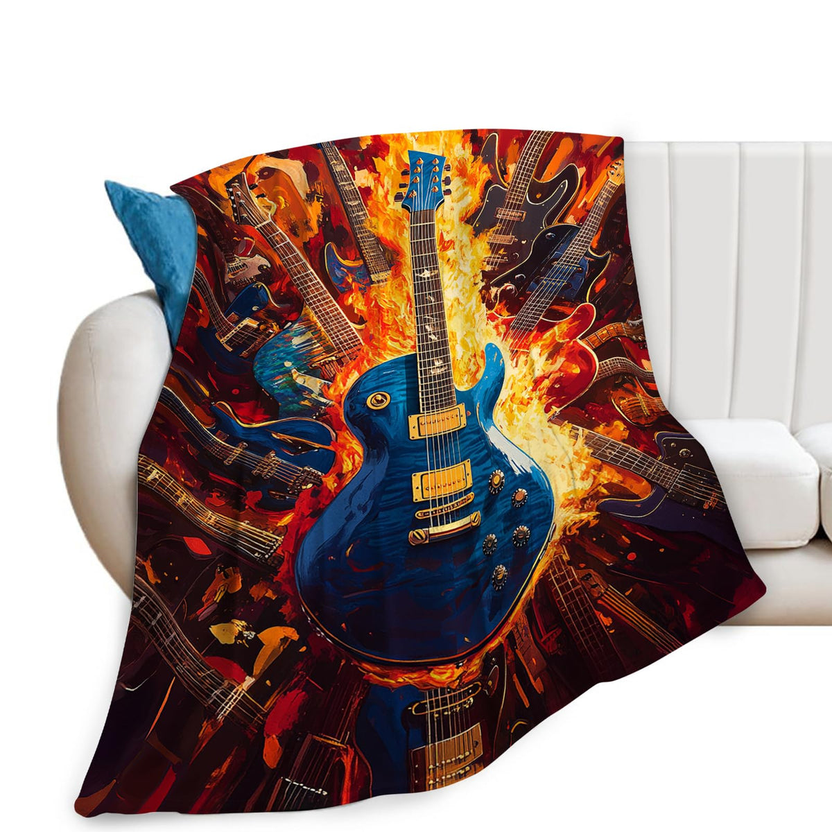 Guitar Blanket, Music Throw Blanket, Guitar Gifts, Rock Music Blankets, Guitars Stuff Fleece Flannel Plush for Women Men Boys Girls Adults Soft Bedding for Sofa Bed Studio Office Home Decor 40"X50"
