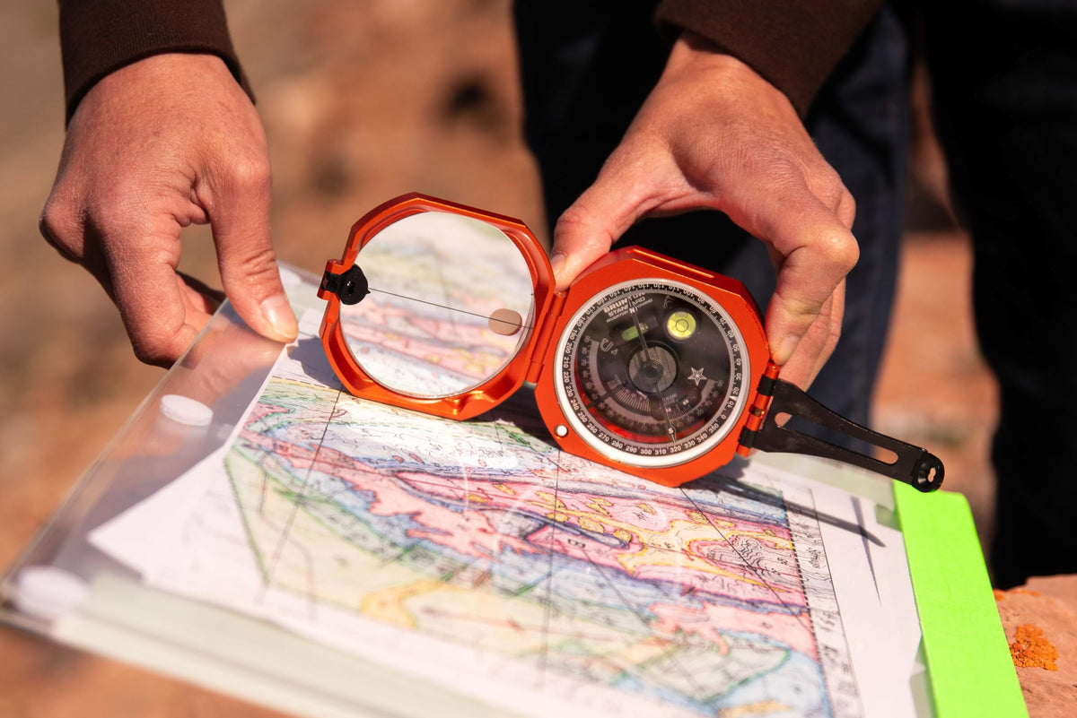 Brunton Standard Transit, Azimuth (0–360°), Orange - Professional Pocket Transit with Clinometer