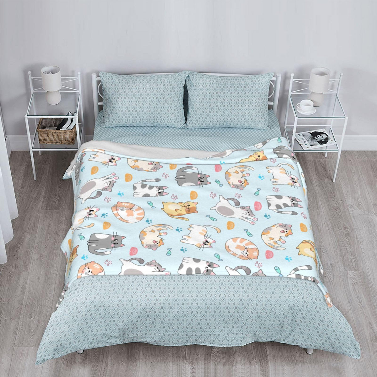 Cute Cat Blanket 50"x40" Cats Throw Blankets Soft Cozy Throws Warm Lightweight Plush Fleece Throw Blanket for Kids Men Women Gift Bed Couch Sofa