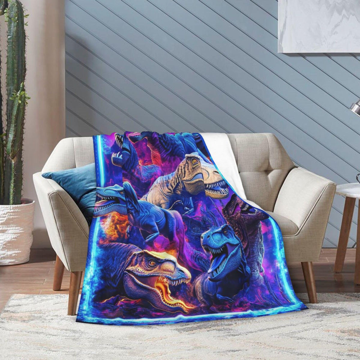 Cool Dinosaur Blanket Dinosaur Decor Cozy Animal Throw Super Soft Plush Flannel Fleece Blanket Gift for Kids Adults Men Women Ultra Warm & Lightweight Flannel, 50"X40"