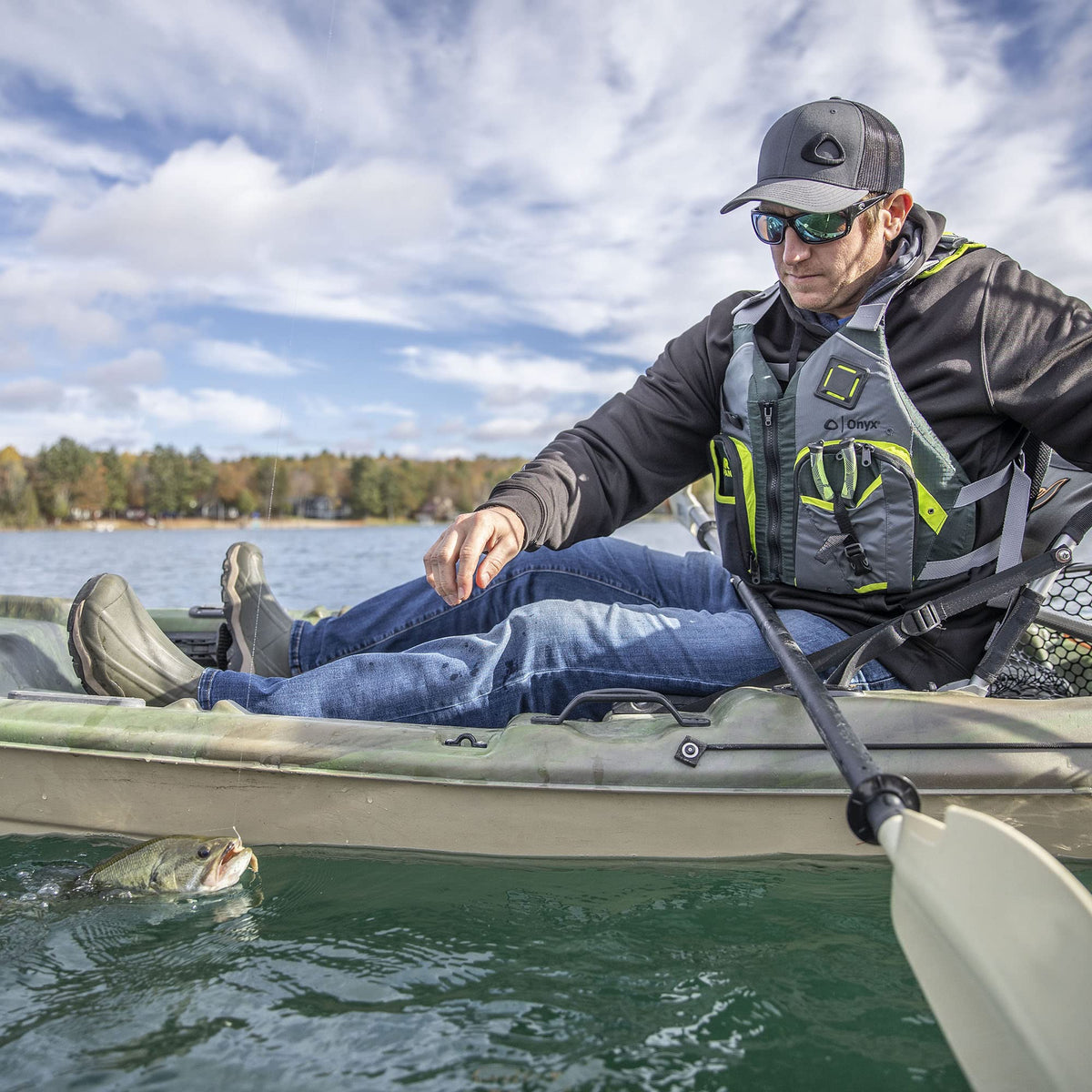 Onyx Air Span Angler Life Jacket, Green, XL/2XL
