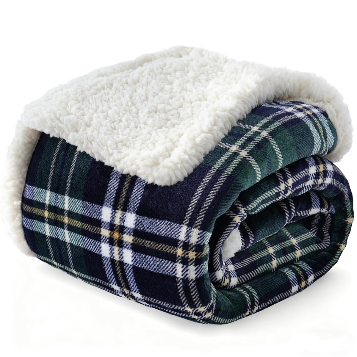 Gracelife Sherpa Fleece Throw Blanket for Couch, Fluffy Plush Warm Fuzzy Blanket for Women and Men, Cozy Thick Soft Twin Blanket for Bed (Green-Soft Blue, 60"*80")