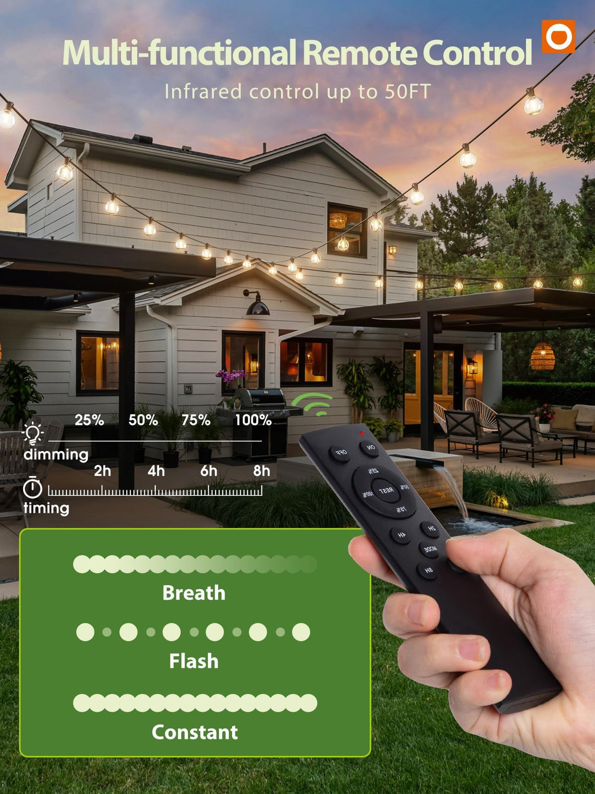 addlon 200FT Solar String Lights for Outside G50 Waterproof with USB Port Solar Patio Lights Outdoor Solar Powered LED Bulbs 3 Light Modes for Backyard Porch Garden Market Bistro Camping