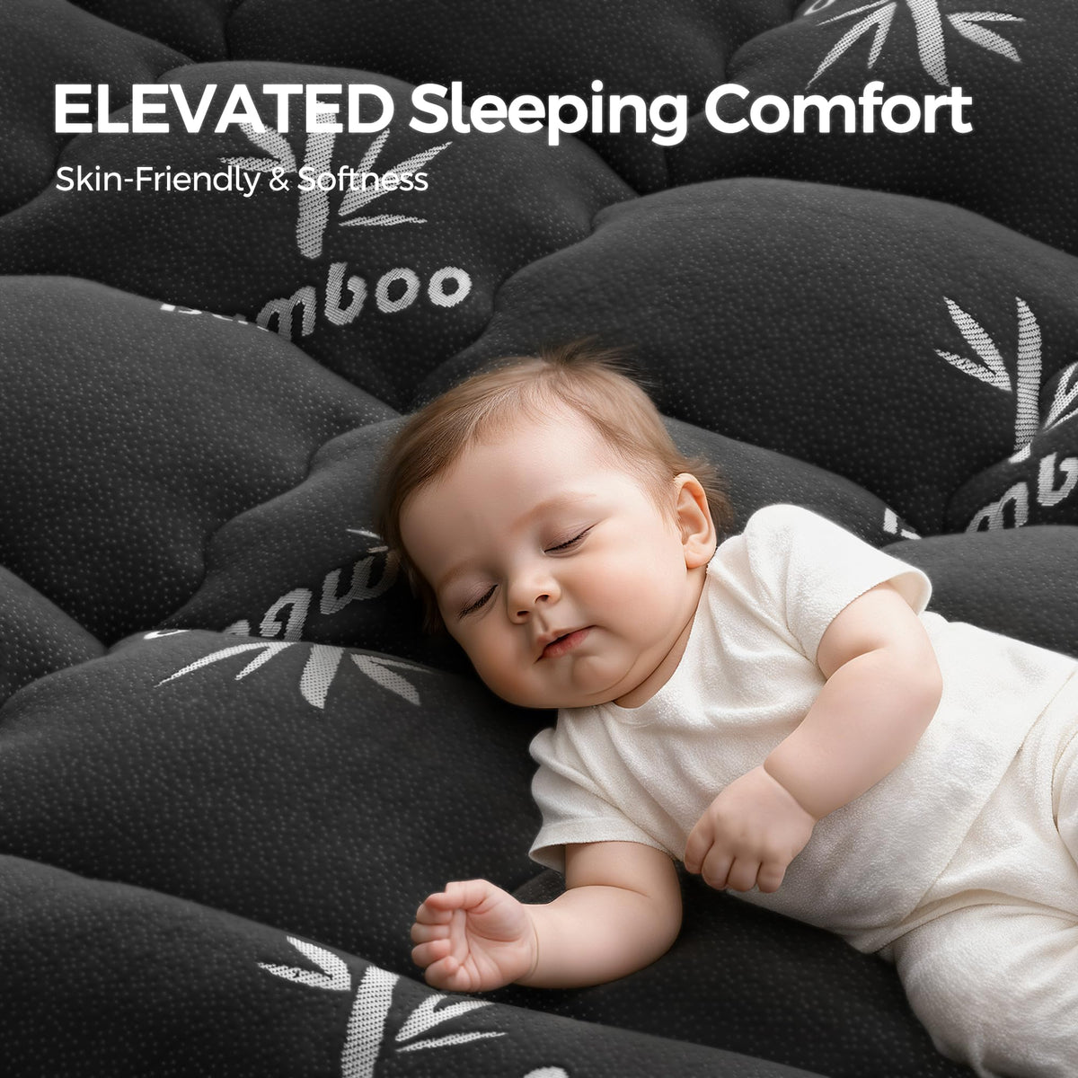 Mattress Topper Twin XL Size, Cooling Extra Thick Breathable Viscose Made from Bamboo Mattress pad, Soft Quilted Fitted Mattress Cover with 1000 GSM Down Alternative Fill (8-21”Deep Pocket) Dark Gray