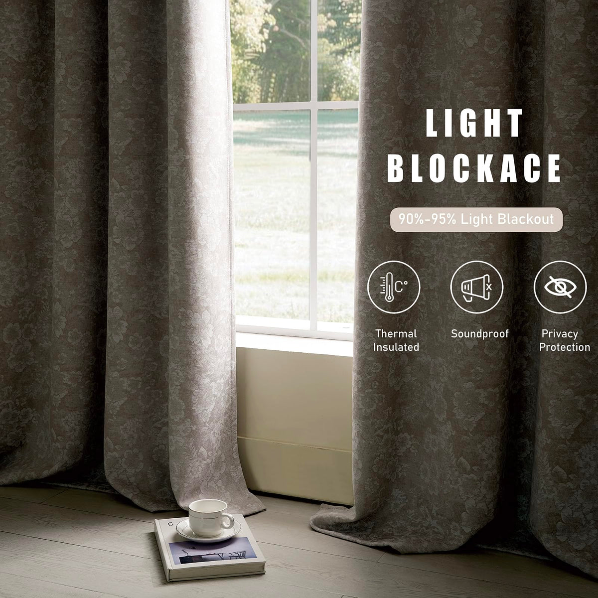 Slomebery Dusty Beige Blackout Curtains 52" W x 84" L inch 2 Panels