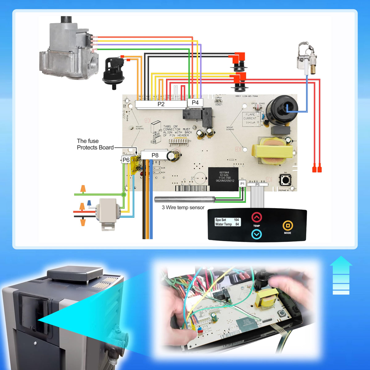 FARAMZ 2026 New Upgraded 013464F PC Board Control for Temperature Replacement for Raypak Digital Gas Heater Model 185B, 265B, 335B,405B,206A, 266A, 336A, 406A, 207A, 267A, 337A, and 407A