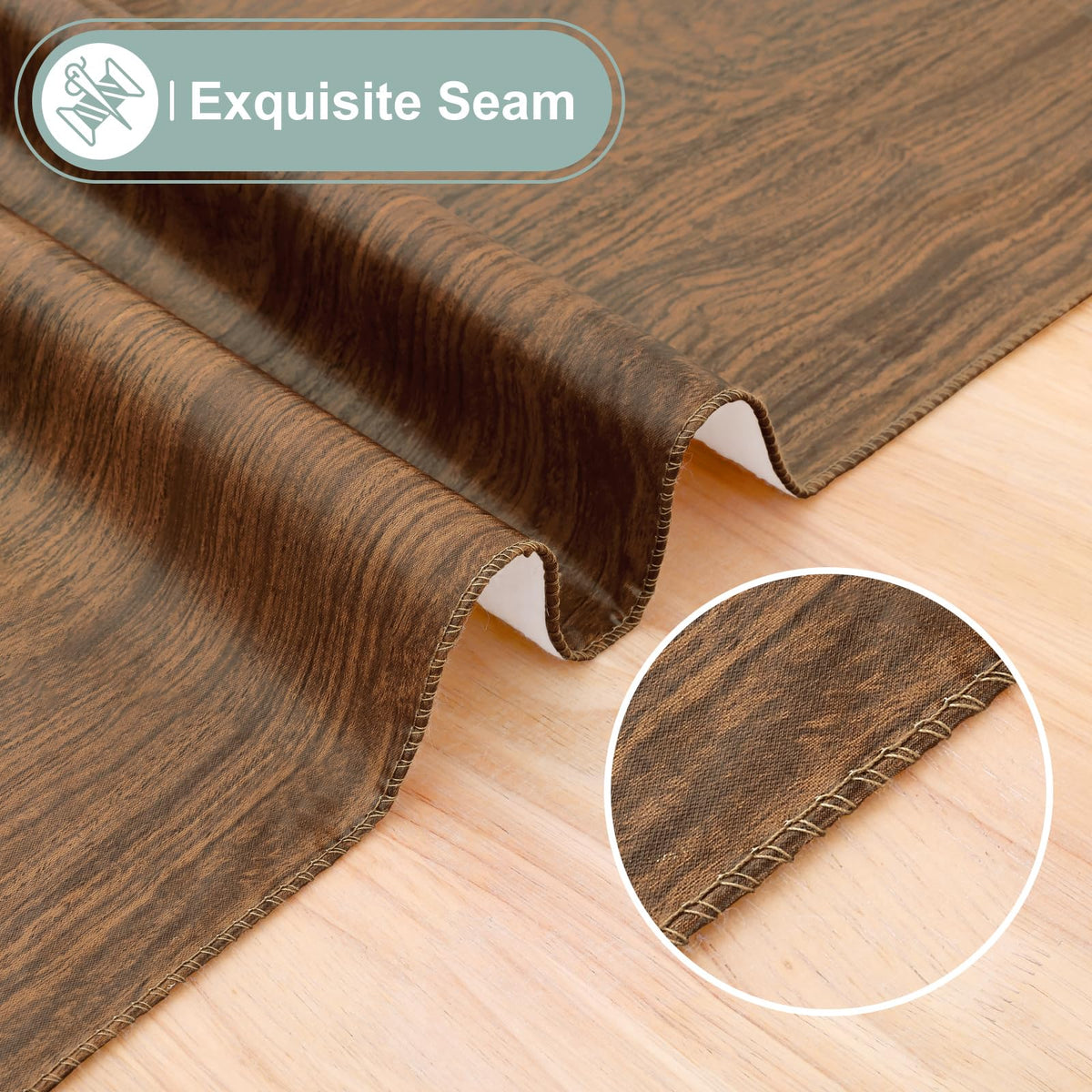 misaya Rectangle Waterproof Vinyl Table Cloth, Wipeable Tablecloth with Flannel Backing, Wooden Grain Plastic Table Cover for Dinner, Indoor and Outdoor (Oak, 52" x 70")