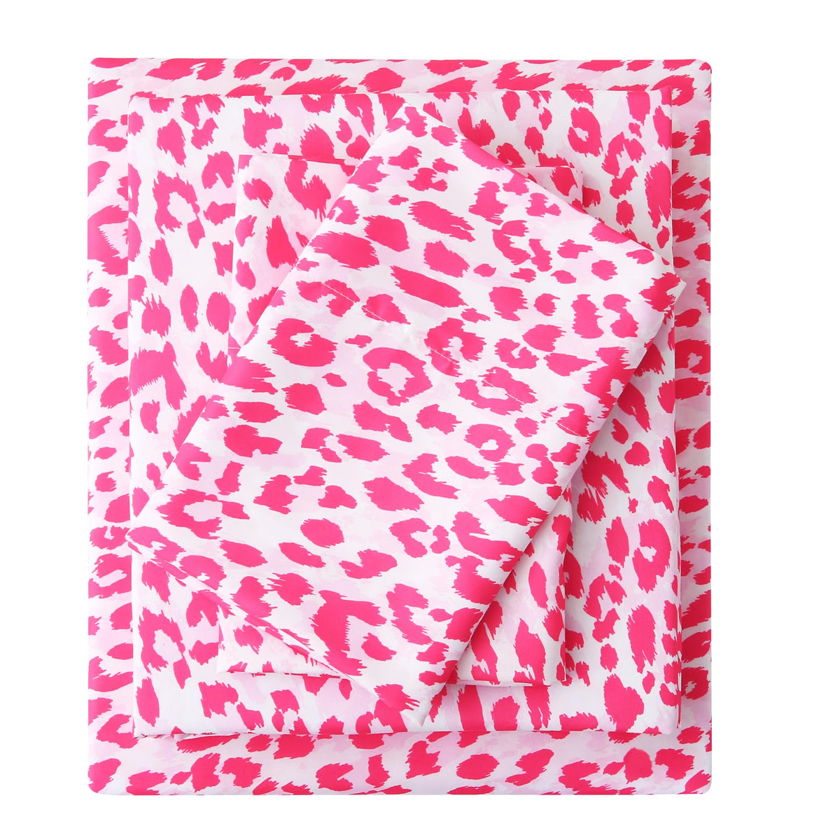 Mooreeke Leopard Cheetah Printed Full Bed Sheets, Soft Microfiber Bedding Sheets & Pillowcases, Deep Pocket Non-Slip Fitted Full Sheet, Pink Animal Pattern Bedsheets