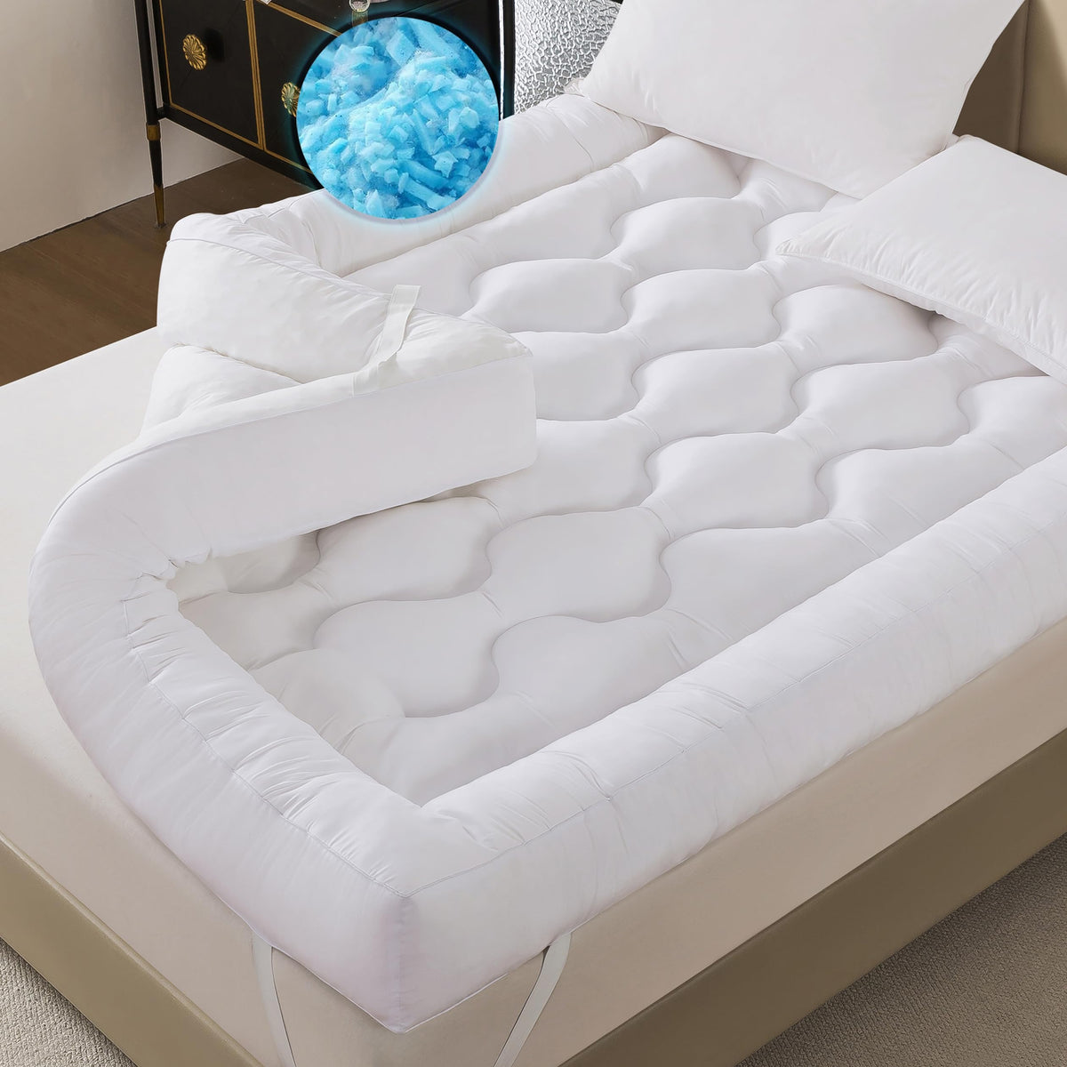 ELNIDO QUEEN® 5 Inch Memory Foam Mattress Topper Queen Size, Breathable Gel Memory Foam Bed Topper, 2000 GSM Fill, Soft Fluffy Supportive Pillow Top Mattress Pad for Back Pain Relief, 80x60x5 Inch