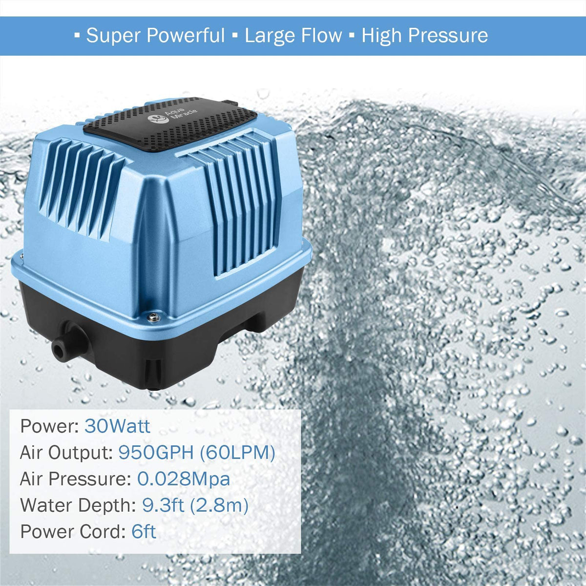 AquaMiracle Linear Air Pump AP60 for Pond Aeration, 950GPH Septic Air Pump Pond Aerators for Outdoor Ponds, Hydroponic, Waste Treatment, Aquarium, Fish Farm, Seafood Restaurant