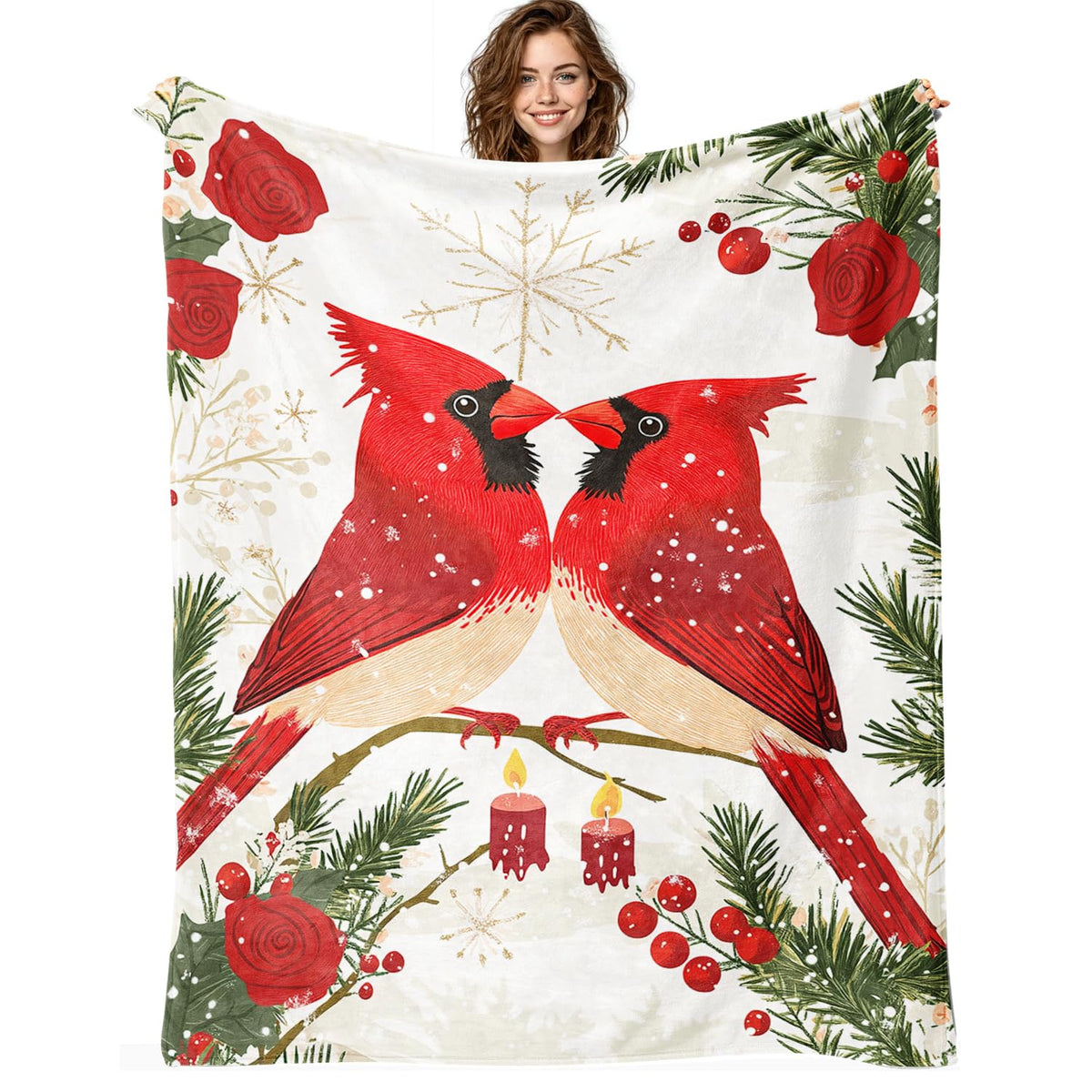 Cardinal Blanket Cardinal Fleece Throw Blanket Super Soft Fuzzy Plush Cozy Warm Cardinals Decor Stuffed Bedding Blankets Gift for Boys Girls Men Women Kids & Adult 50"x40"