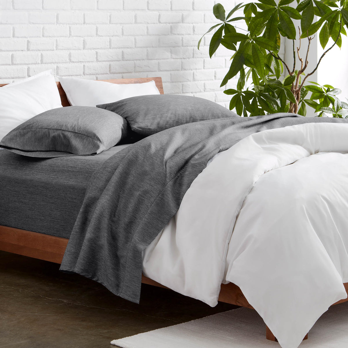 Bare Home Queen Sheet Set - Luxury 1800 Ultra-Soft Microfiber Double Brushed - Deep Pockets - Easy Fit - 4 Piece Set - Bedding Sheets & Pillowcases (Queen, Heathered Grey)