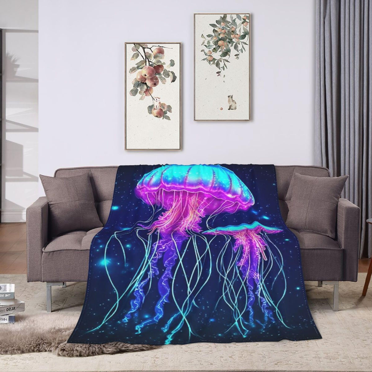 Jellyfish Blanket Jellyfish Fleece Throw Blanket Super Soft Fuzzy Plush Cozy Warm Jellyfishes Decor Stuffed Bedding Blankets Gift for Boys Girls Men Women Kids & Adult 50"x40"