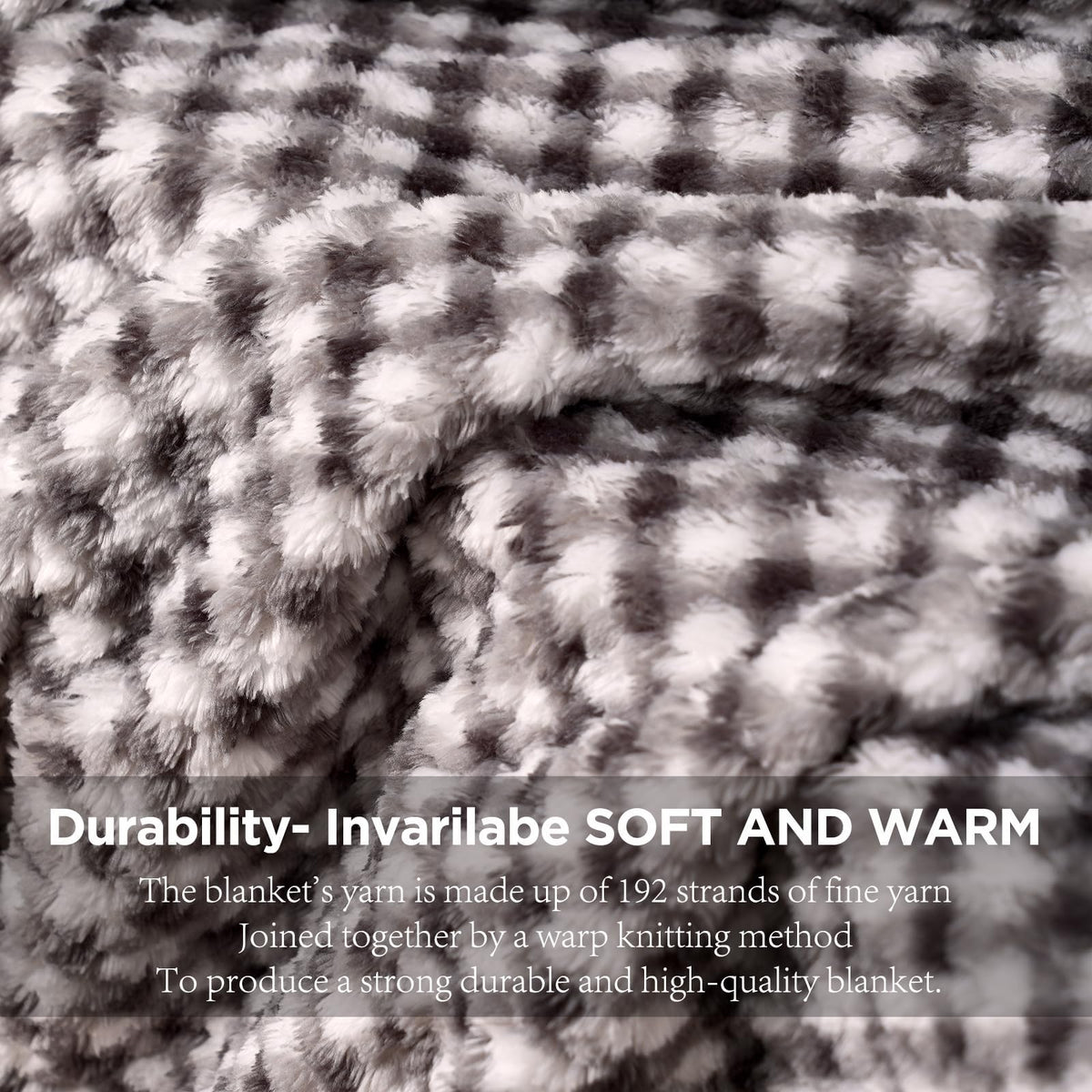 Zyrah Grey and White Fleece Twin for Couch Super Soft Twin Blanket Plaid Lightweight Decorative Fuzzy Cozy Blankets for Sofa Chair Bed 60x80 Inches