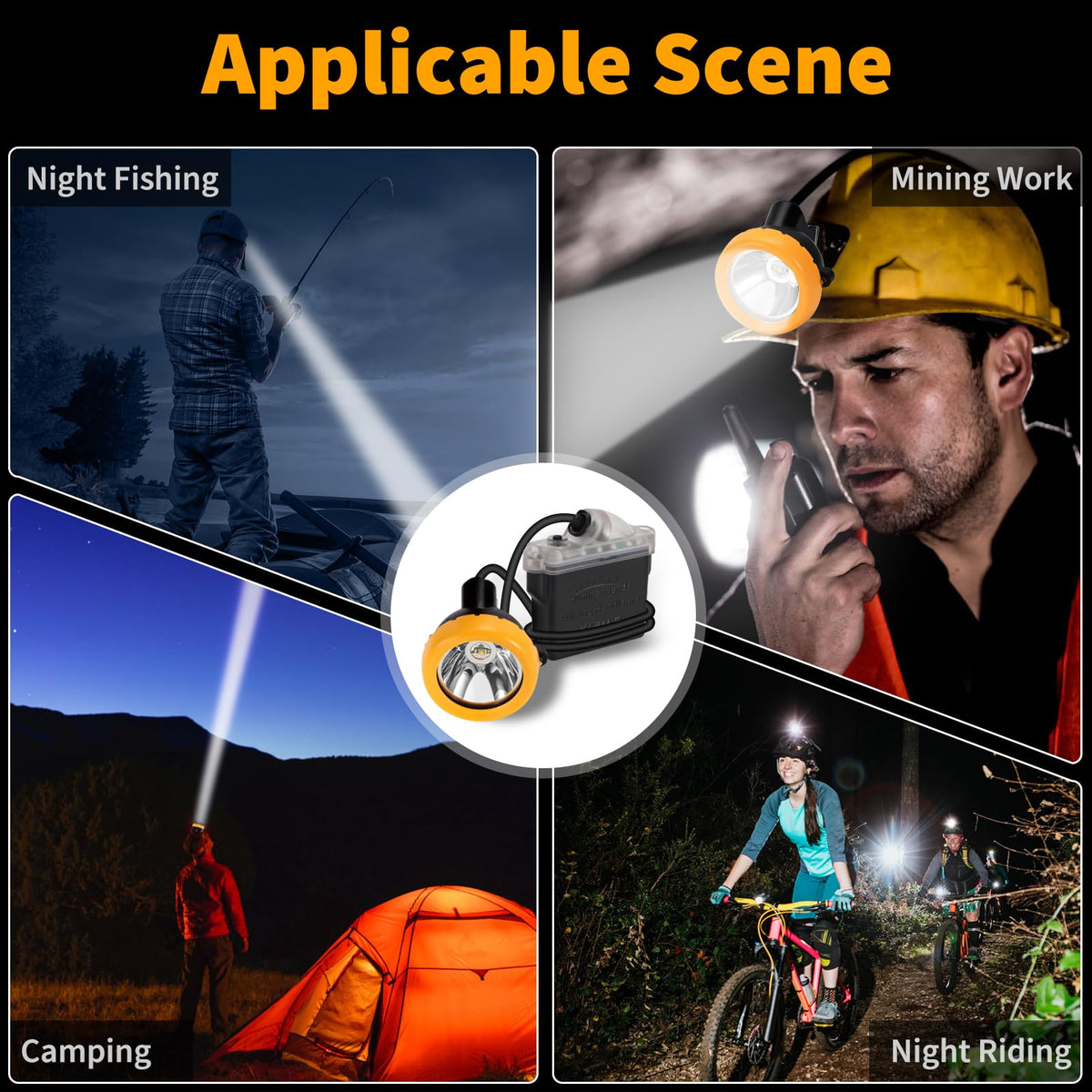 Safety LED Mining Headlamp 1+2 Lights with Battery Pack, Waterproof Explosion-Proof Coal Miner Head Torch, Hard Hat Cap Lamp for Underground Tunnel Construction, Outdoor Work (KL6M.F-White Light)