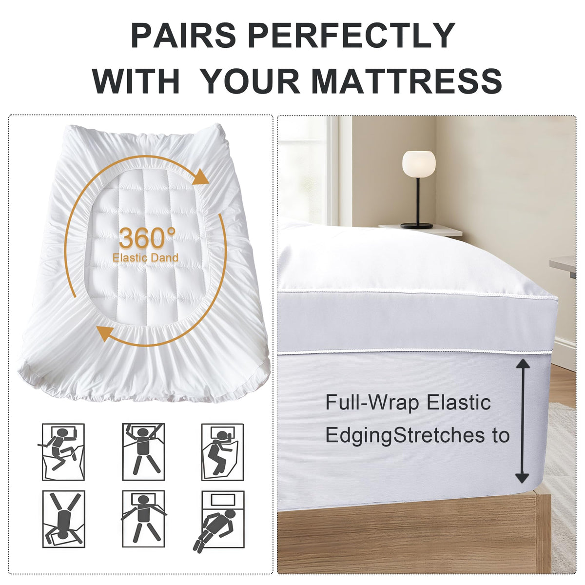 Mattress Topper Twin for Back Pain Relief, Add Cushion for Firm Mattresses, Better Sleep - Cooling Cloud-Like Comfort Extra Fluffy Layer, RV Mattress Pillow Top, 8-21" Deep Pocket