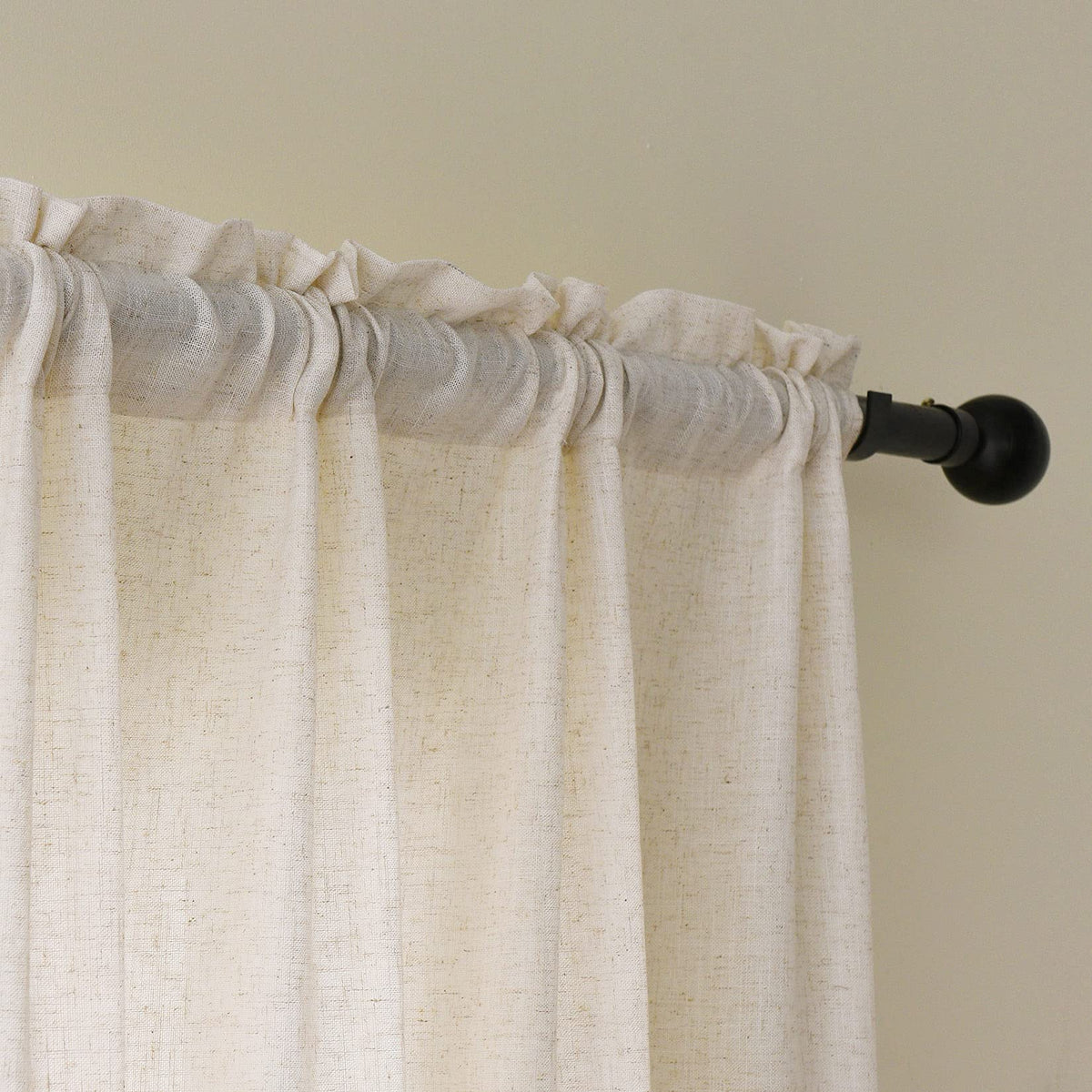 Valea Home Linen Curtains Panel 84 inch Long Light Filtering Rod Pocket Crude Drapes for Bedroom Living Room Farmhouse Window Treatment Panels, Natural, 1 Panel