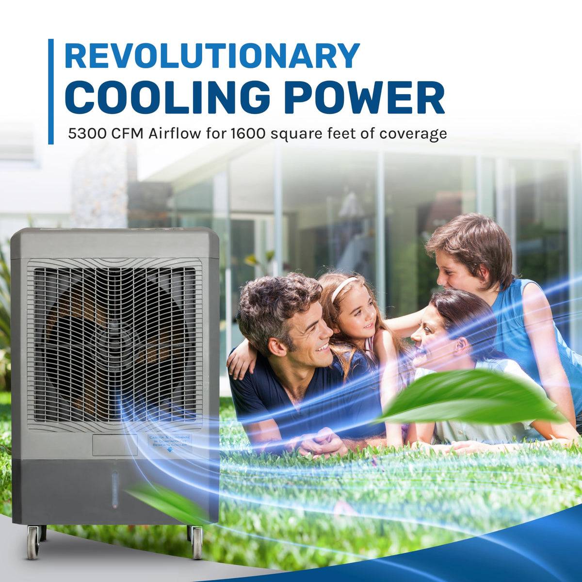 Hessaire 5300 CFM 3-Speed Portable Evaporative Cooler (Swamp Cooler) for 1600 square feet
